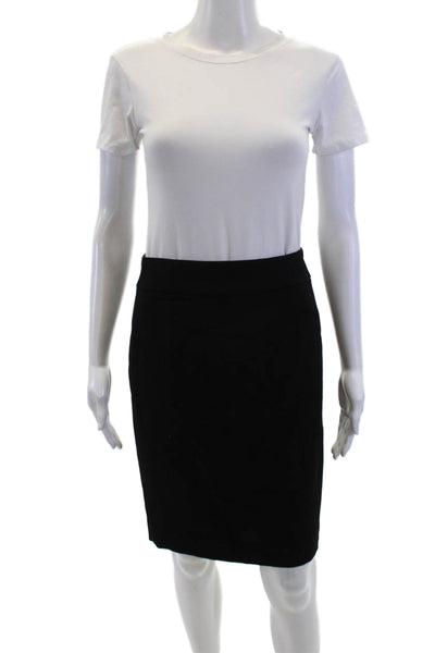 J Crew Womens Wool Zip Back Lined Pencil Skirt Solid Black Size 0