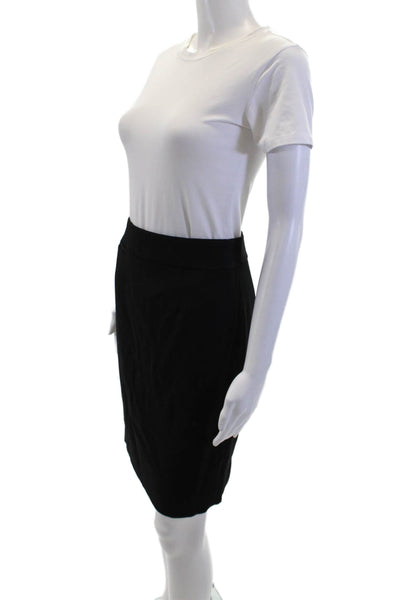 J Crew Womens Wool Zip Back Lined Pencil Skirt Solid Black Size 0