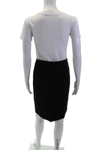 J Crew Womens Wool Zip Back Lined Pencil Skirt Solid Black Size 0