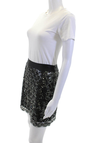 Milly Of New York Womens Sequins Detail Lined Mini Skirt Black Size 2