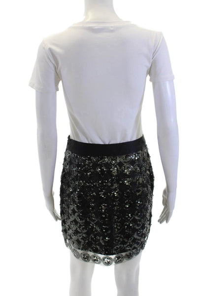 Milly Of New York Womens Sequins Detail Lined Mini Skirt Black Size 2