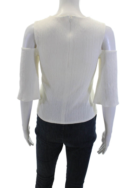 Maje Women's Round Neck Cold Shoulder Shirt Sleeves Blouse Cream Size 1