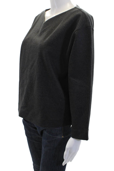 Victoria Beckham Women's V-Neck Long Sleeves Boxy Blouse Gray Size S