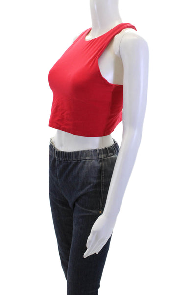 Athleta Womens Racer Back Pull On Sports Bra Red Size Medium