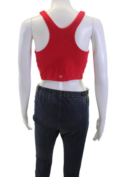 Athleta Womens Racer Back Pull On Sports Bra Red Size Medium