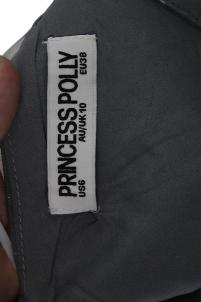 Princess Polly Womens Striped Sleeveless Halter Top Blouse Grey Size 6