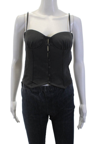 Princess Polly Womens Spaghetti Strap Button Down Tank Top Grey Size 6