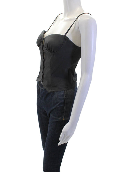 Princess Polly Womens Spaghetti Strap Button Down Tank Top Grey Size 6