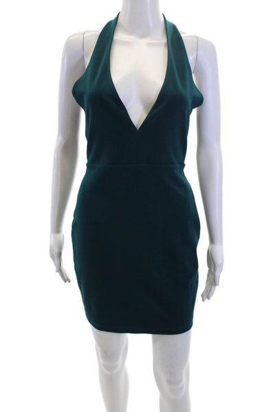 Nookie Womnens Halter Neck Sleeveless Sheath Dress Teal Blue Size Large