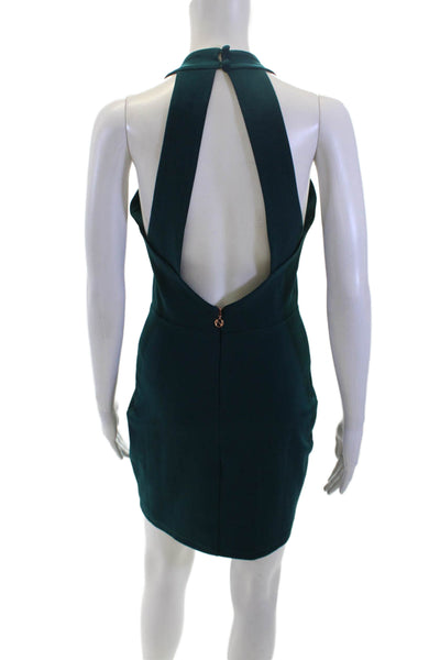 Nookie Womnens Halter Neck Sleeveless Sheath Dress Teal Blue Size Large