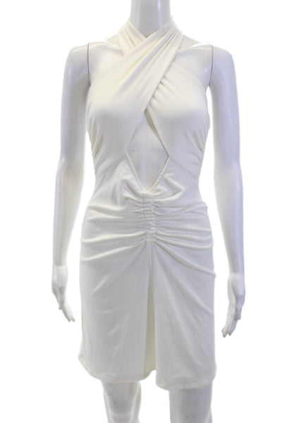 Princess Polly Womens Ribbed Halter Neck Body Con Dress White Size 6