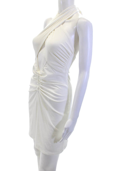 Princess Polly Womens Ribbed Halter Neck Body Con Dress White Size 6