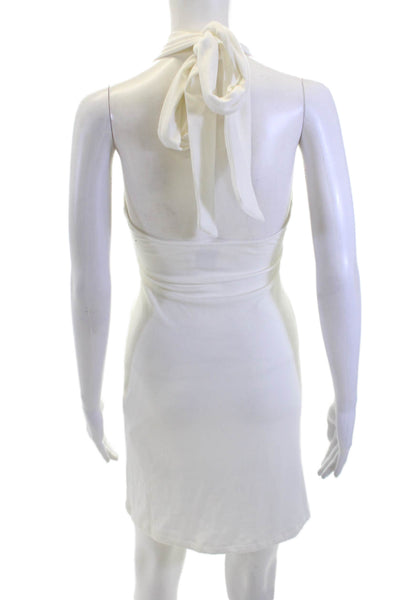 Princess Polly Womens Ribbed Halter Neck Body Con Dress White Size 6