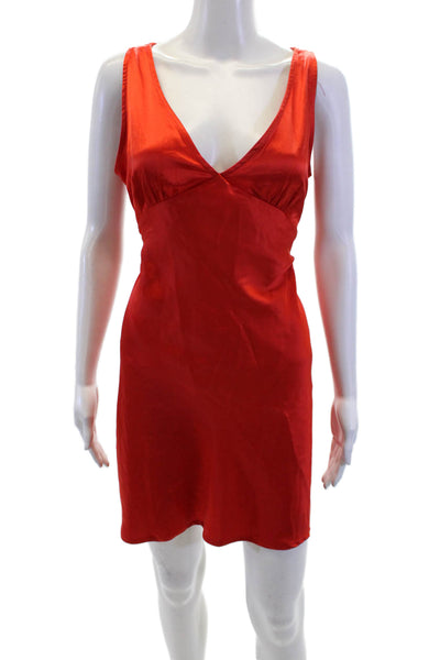 Princess Polly Womens V Neck Sleeveless A Line Knee Length Dress Red Size 8