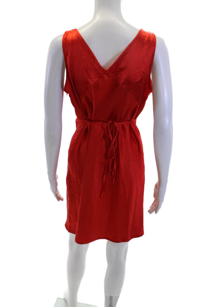 Princess Polly Womens V Neck Sleeveless A Line Knee Length Dress Red Size 8