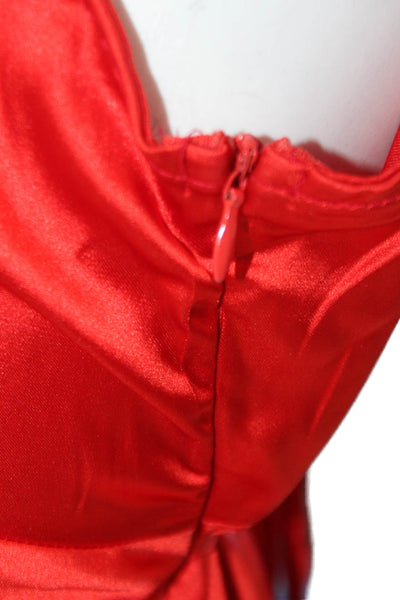 Princess Polly Womens V Neck Sleeveless A Line Knee Length Dress Red Size 8