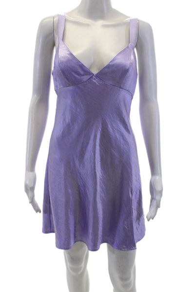 Princess Polly Womens V Neck Sleeveless A Line Dress Iced Lavender Size 8