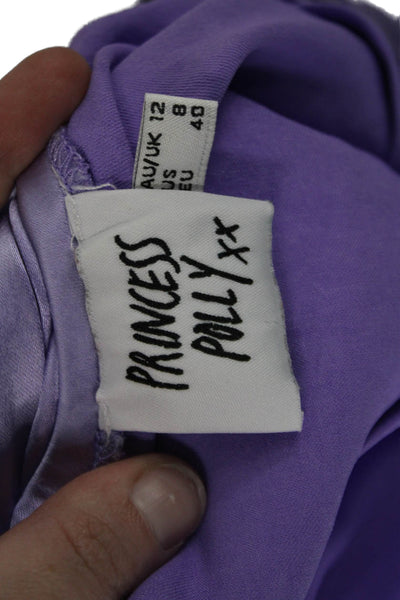 Princess Polly Womens V Neck Sleeveless A Line Dress Iced Lavender Size 8