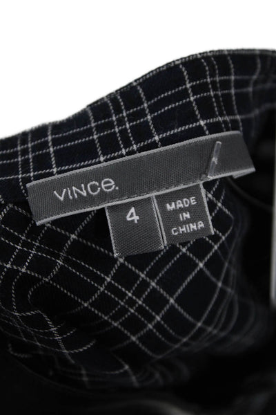 Vince Womens Cotton Plaid Long Sleeve Buttoned Blouse Top Black Size 4