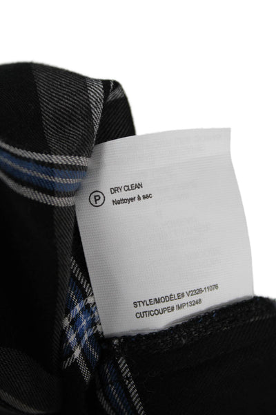 Vince Womens Cotton Plaid Long Sleeve Buttoned Blouse Top Black Size 4