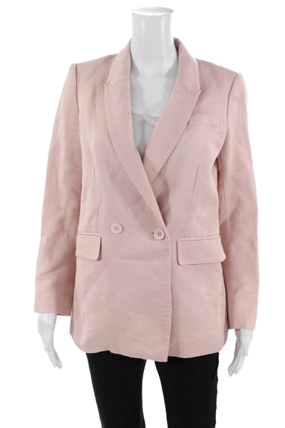 Rebecca Minkoff Womens Cotton Double Breasted Long Sleeve Blazer Pink Size 4