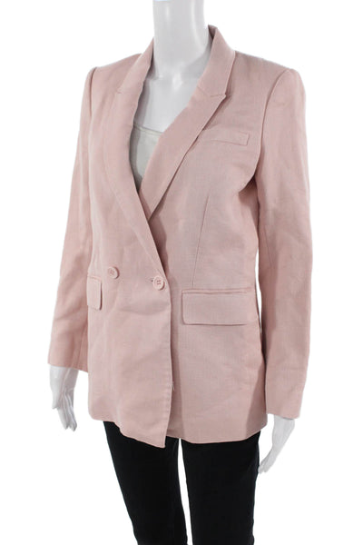 Rebecca Minkoff Womens Cotton Double Breasted Long Sleeve Blazer Pink Size 4