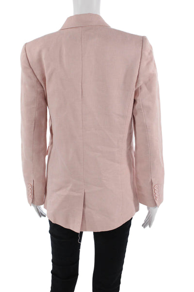 Rebecca Minkoff Womens Cotton Double Breasted Long Sleeve Blazer Pink Size 4