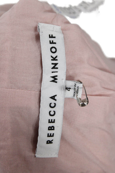 Rebecca Minkoff Womens Cotton Double Breasted Long Sleeve Blazer Pink Size 4