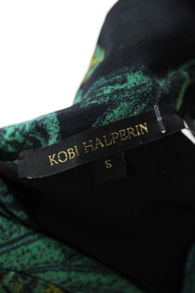 Kobi Halperin Womens Silk Printed Tie V-neck Sleeveless Lined Dress Green Size S