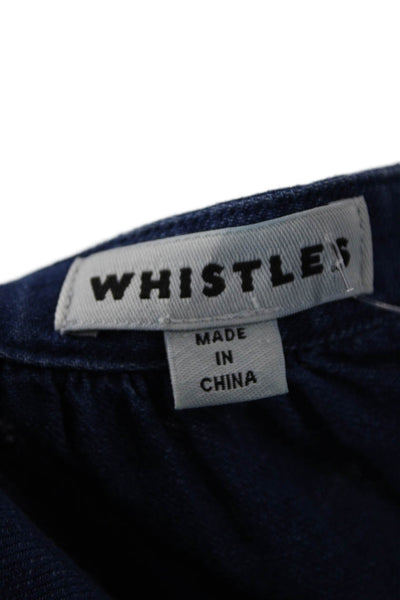 Whistles Womens Cotton V-neck 3/4 Sleeve Pockets Denim Dress Blue Size XS