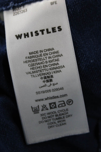 Whistles Womens Cotton V-neck 3/4 Sleeve Pockets Denim Dress Blue Size XS