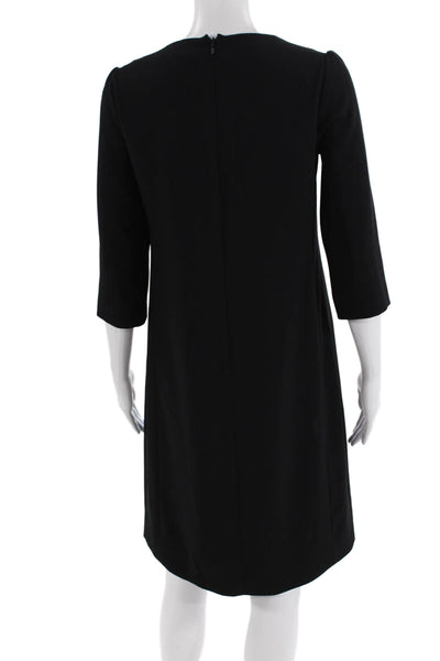 Gerard Darel Womens V-neck Embellished Zip Back Long Sleeve Dress Black Size 36