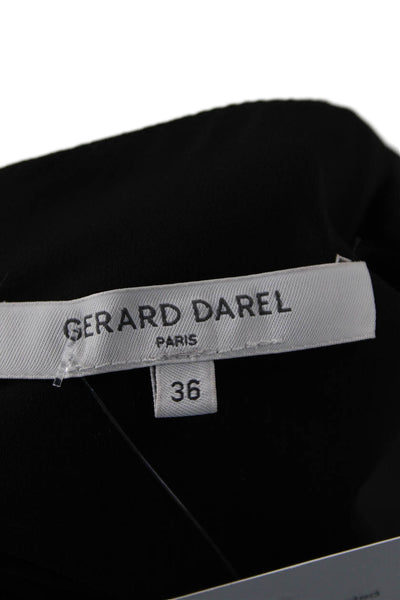 Gerard Darel Womens V-neck Embellished Zip Back Long Sleeve Dress Black Size 36