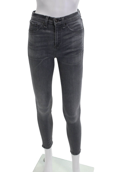 Rag & Bone Women Ankle Skinny High-Rise Dark Gray Cotton Blend Jeans Size 26