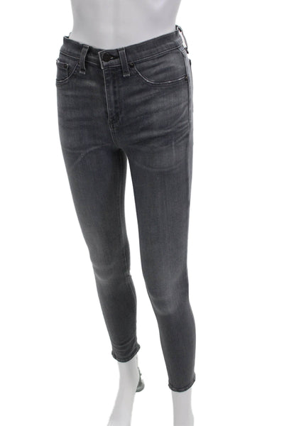 Rag & Bone Women Ankle Skinny High-Rise Dark Gray Cotton Blend Jeans Size 26