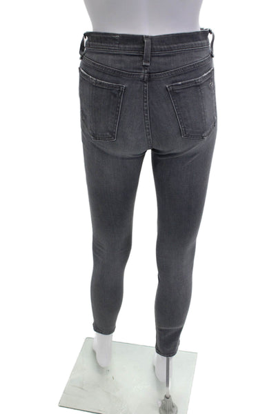 Rag & Bone Women Ankle Skinny High-Rise Dark Gray Cotton Blend Jeans Size 26