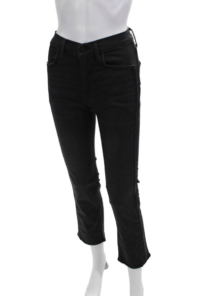 Frame Women Cropped Skinny High Rise Black Jeans Size 25