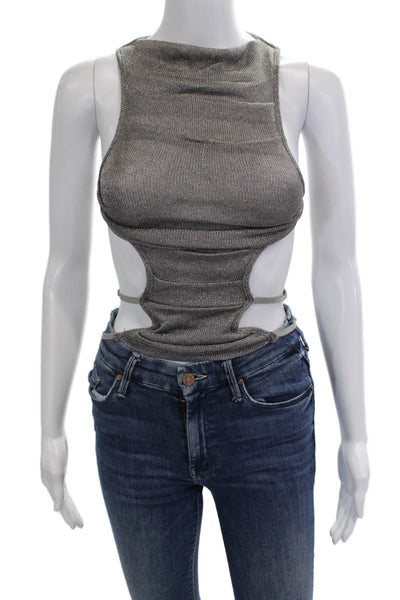 Outcast Womens Knitted Strappy Sleeveless Alabama Top Gray Size XS