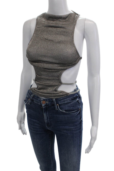 Outcast Womens Knitted Strappy Sleeveless Alabama Top Gray Size XS