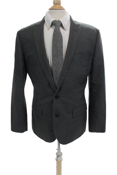 J Crew Mens Two Button Notched Lapel Blazer Jacket Gray Cotton Size 40R