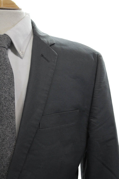 J Crew Mens Two Button Notched Lapel Blazer Jacket Gray Cotton Size 40R