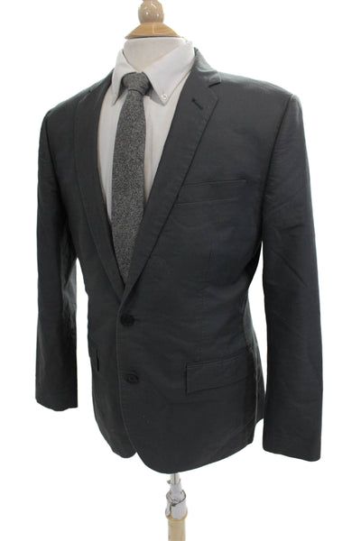 J Crew Mens Two Button Notched Lapel Blazer Jacket Gray Cotton Size 40R