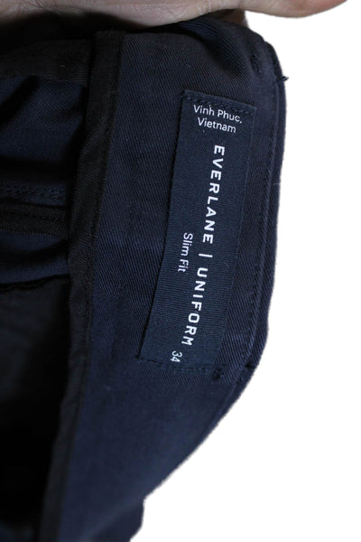 Everlane Mens Zipper Fly Slim Fit Performance Chino Shorts Navy Cotton Size 34