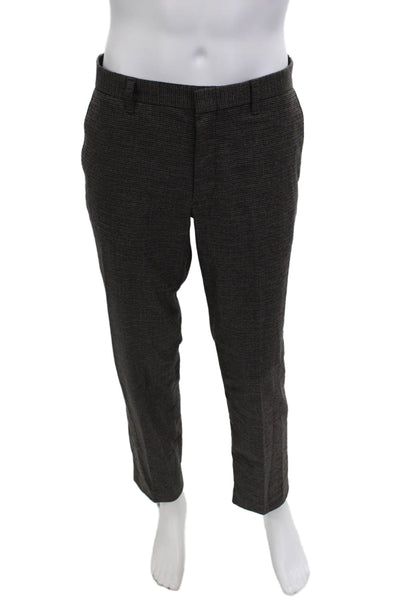 J Crew Mens Zipper Fly Pleated Straight Leg Thompson Pants Brown Size 33x30