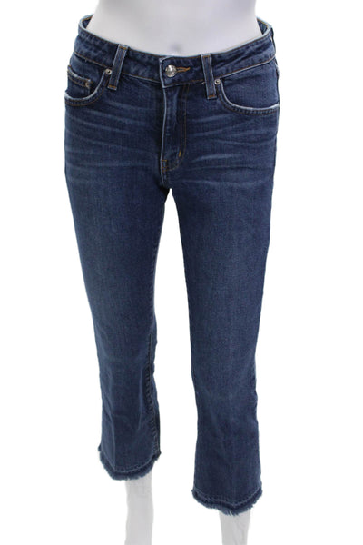Derek Lam Women Cropped Straight Dark Blue Jeans Mid-Rise Size 27