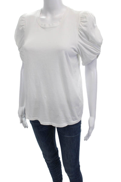 ALC Women's Short Sleeves Round Neck Basic T-Shirt White Size M