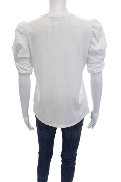 ALC Women's Short Sleeves Round Neck Basic T-Shirt White Size M