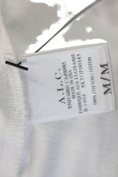 ALC Women's Short Sleeves Round Neck Basic T-Shirt White Size M