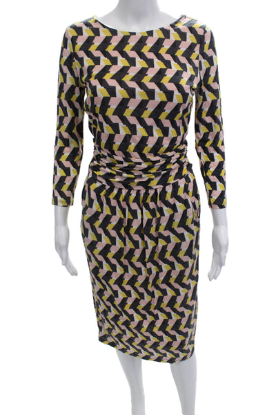 Boden Womens Geometric Print Half Sleeve A Line Dress Multicolor Size 4