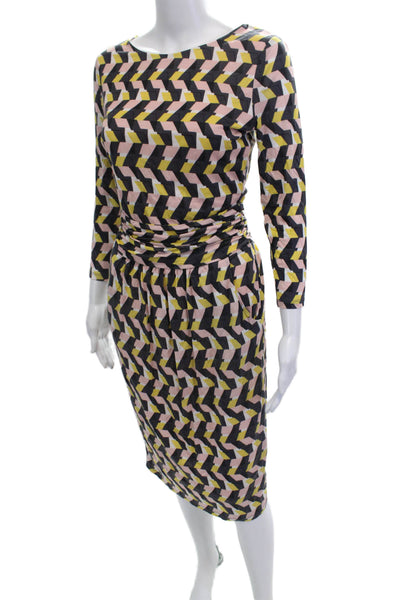 Boden Womens Geometric Print Half Sleeve A Line Dress Multicolor Size 4